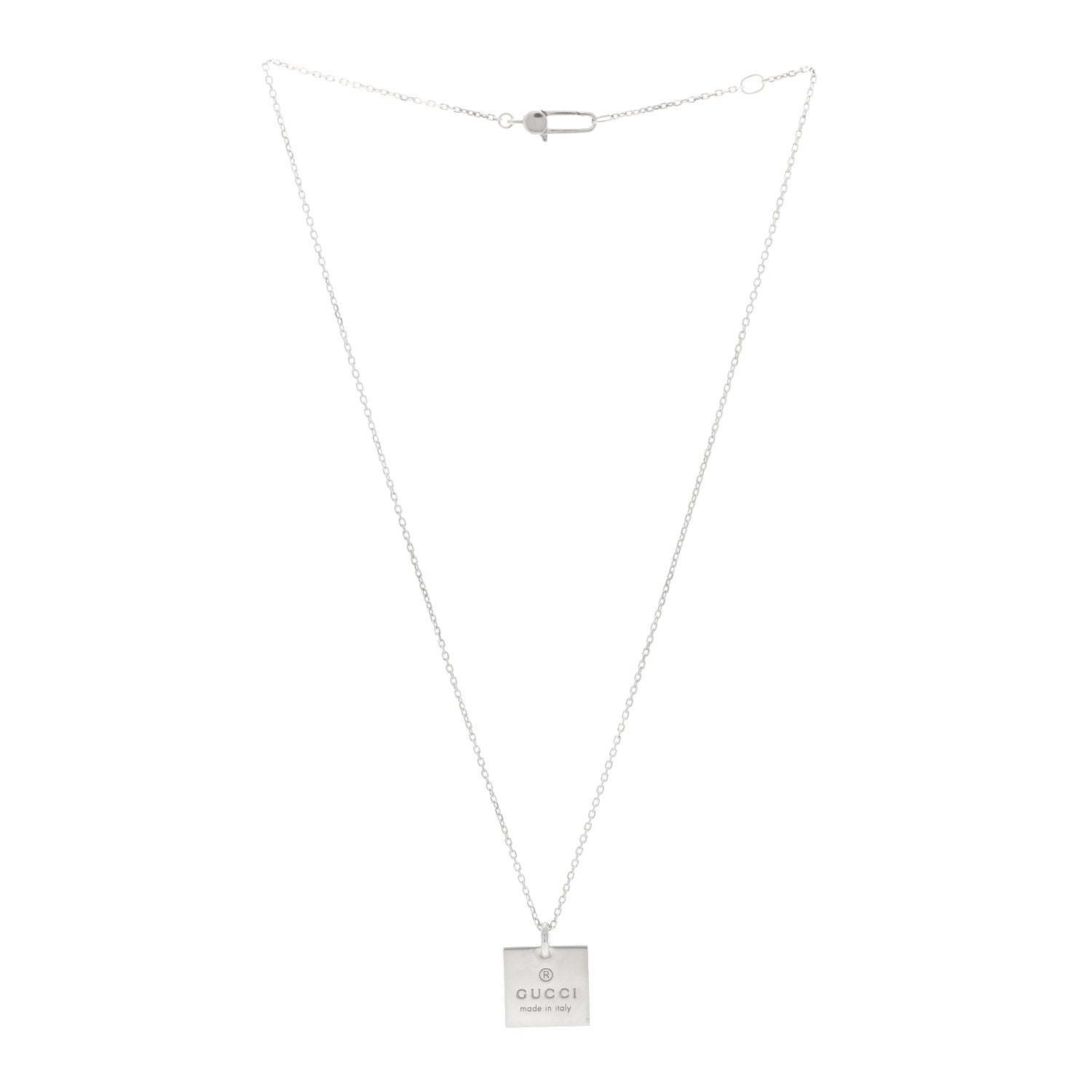 Gucci Sterling Silver Trademark Logo Square Pendant Necklace 3 of 4