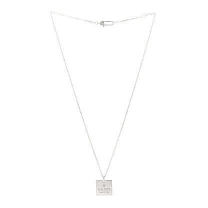 Gucci Sterling Silver Trademark Logo Square Pendant Necklace 3 of 4