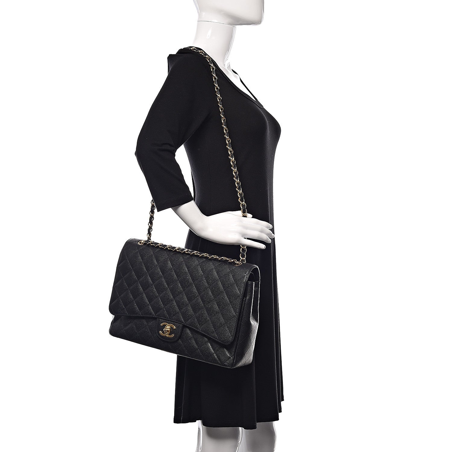 Chanel Caviar Quilted Maxi Double Flap Black 2 of 11