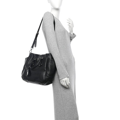 Prada Vitello Daino Side Pocket Tote Black 2 of 10