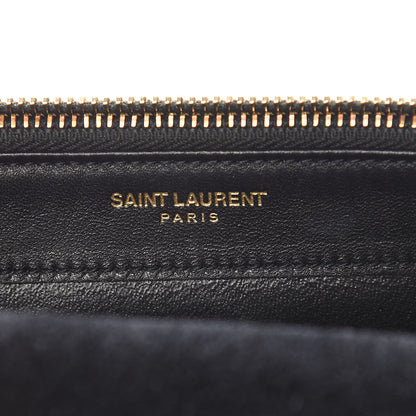 Saint Laurent Metallic Calfskin Matelasse Chevron Monogram Envelope Chain Wallet Gold 6 of 13