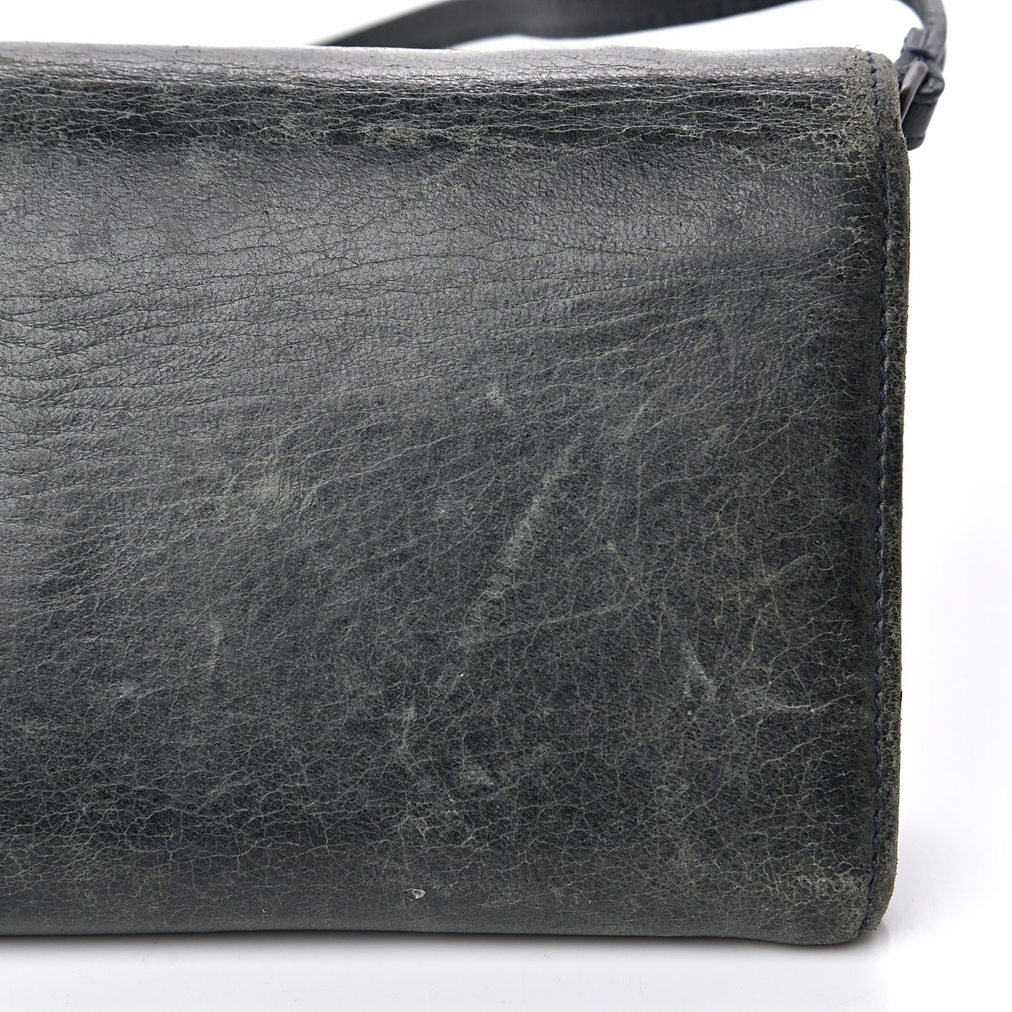 Agneau Classic Hardware Continental Wallet on Strap Anthracite
