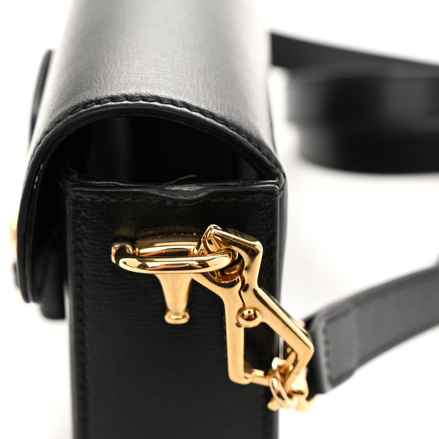 Azalea Calfskin Web Mini Horsebit 1955 Shoulder Bag Black