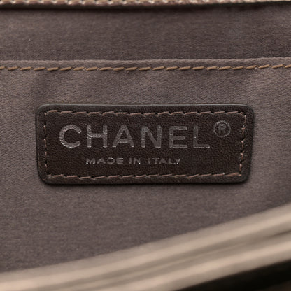 Chanel Metallic Crackled Calfskin Quilted Jumbo Clams Pocket Flap Dark Silver 6 of 11