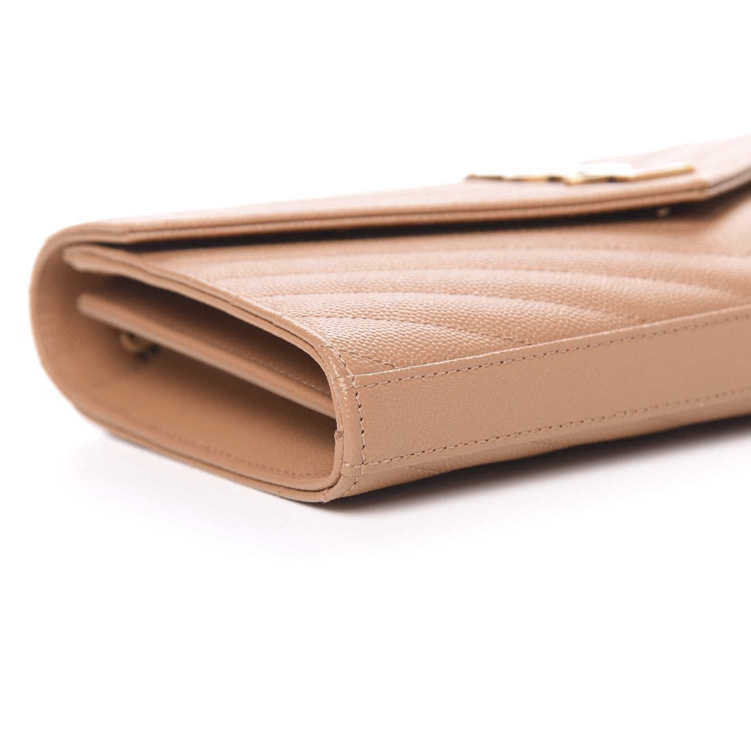 Saint Laurent Grain De Poudre Matelasse Chevron Monogram Chain Wallet Dune 8 of 11