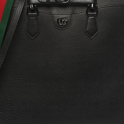Gucci Textured Dollar Calfskin Web Monochrome Large Diana Tote Bag Black 9 of 13