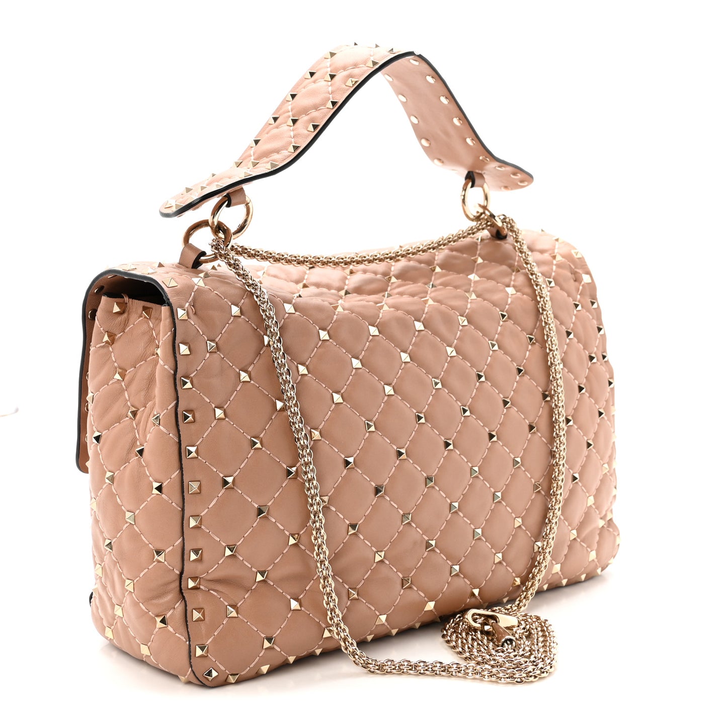 Nappa Large Rockstud Spike Shoulder Bag Poudre