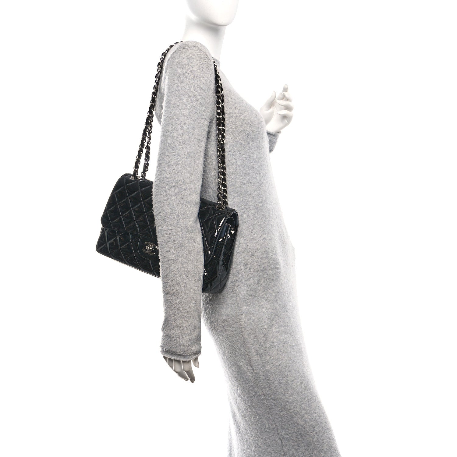 Chanel Patent Quilted Jumbo Double Flap Black 2 of 10
