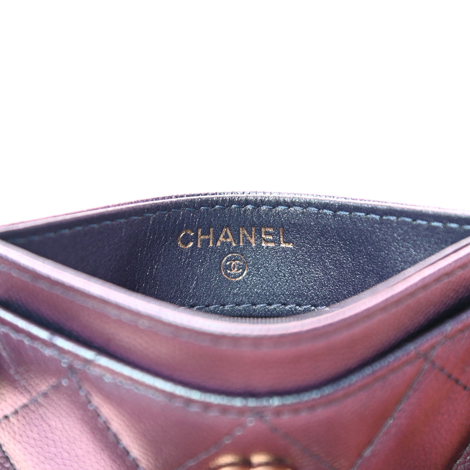 Chanel Iridescent Caviar Quilted Card Holder Dark Blue 6 of 8