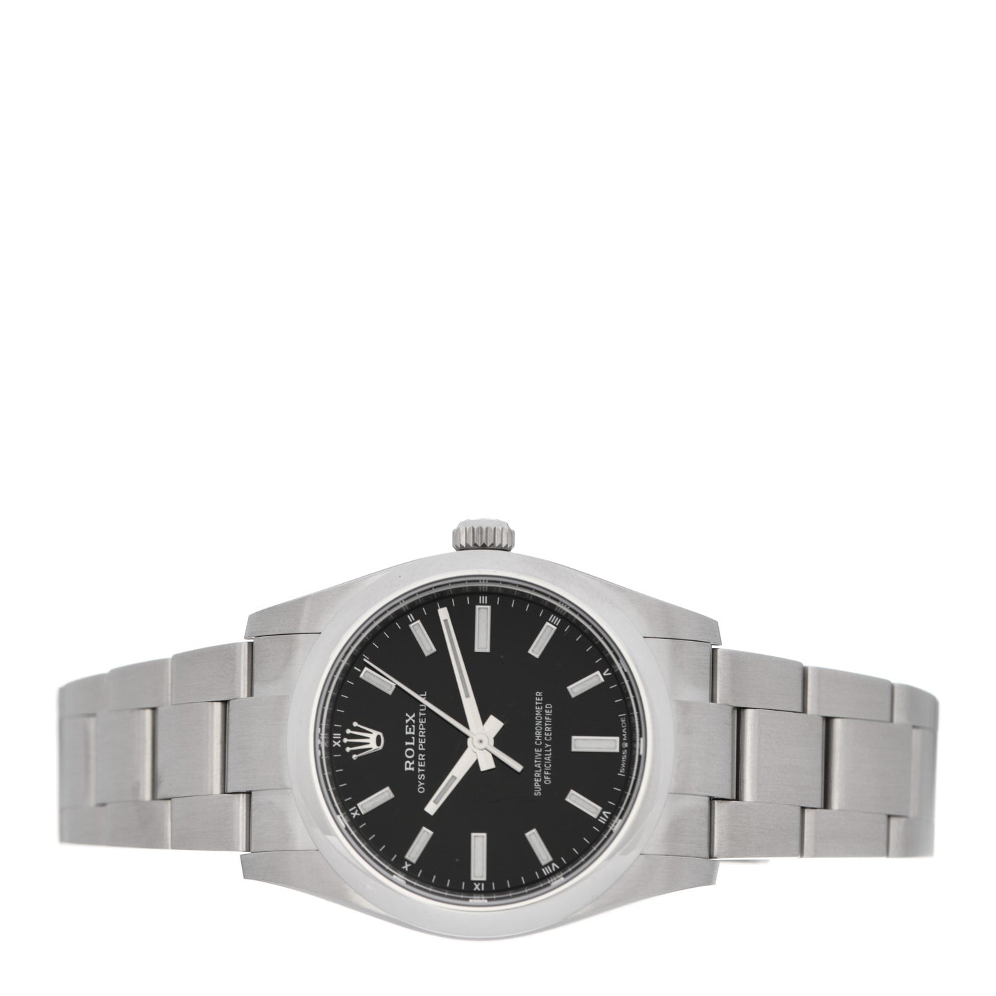 Stainless Steel 34mm Oyster Perpetual Watch Bright Black 124200