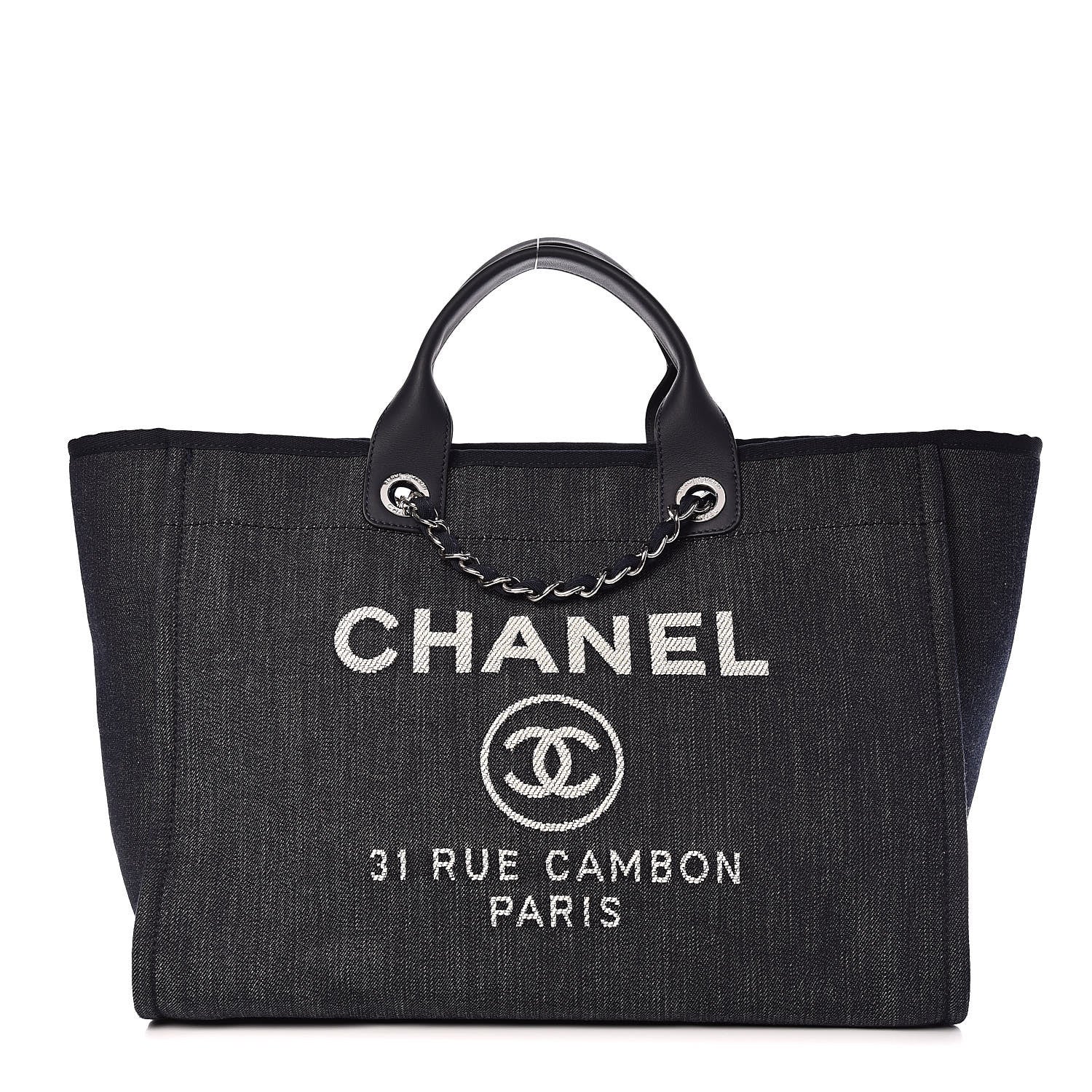 Chanel Denim Large Deauville Tote Dark Blue 1 of 9