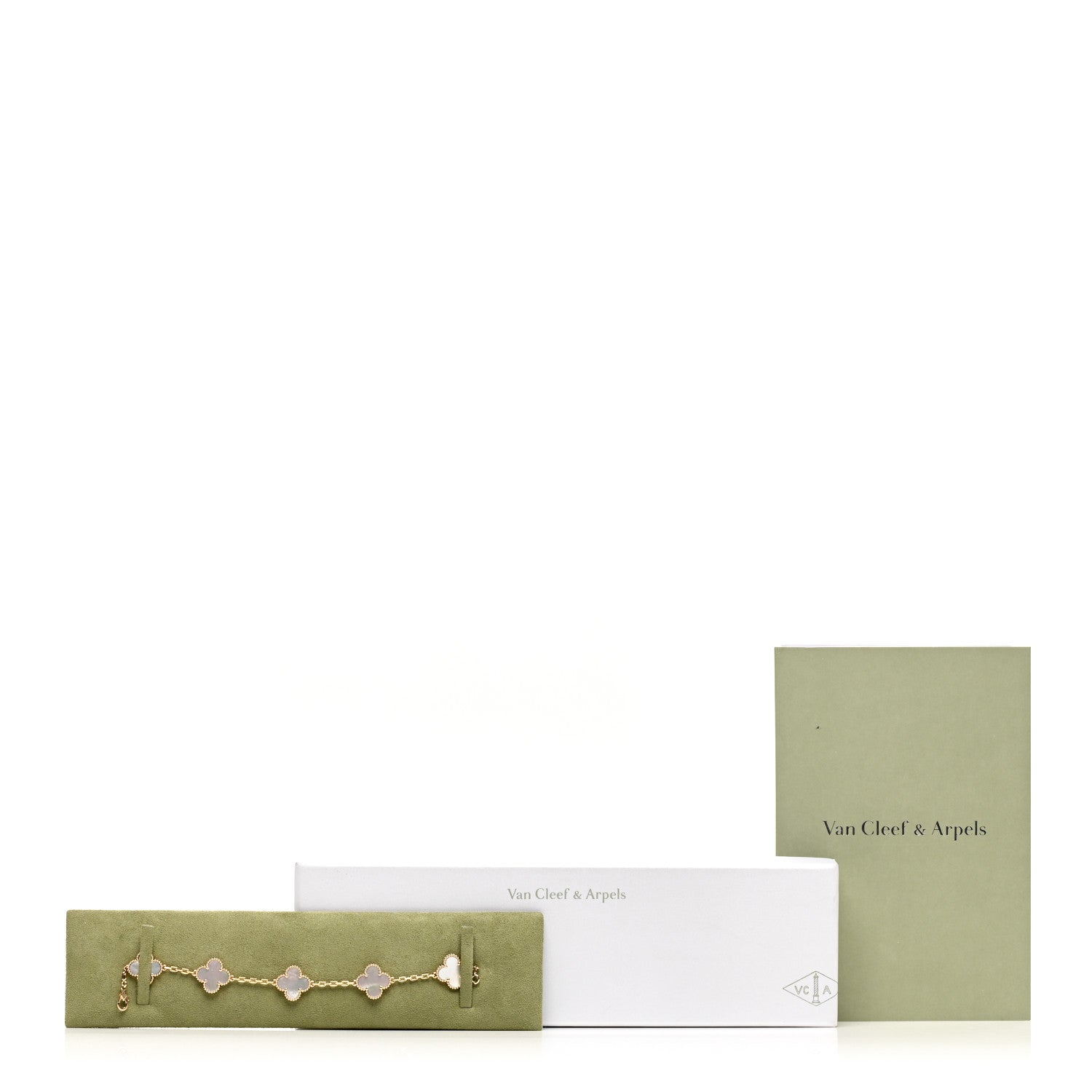 Van Cleef & Arpels 18K Yellow Gold Mother of Pearl 5 Motifs Vintage Alhambra Bracelet 4 of 4