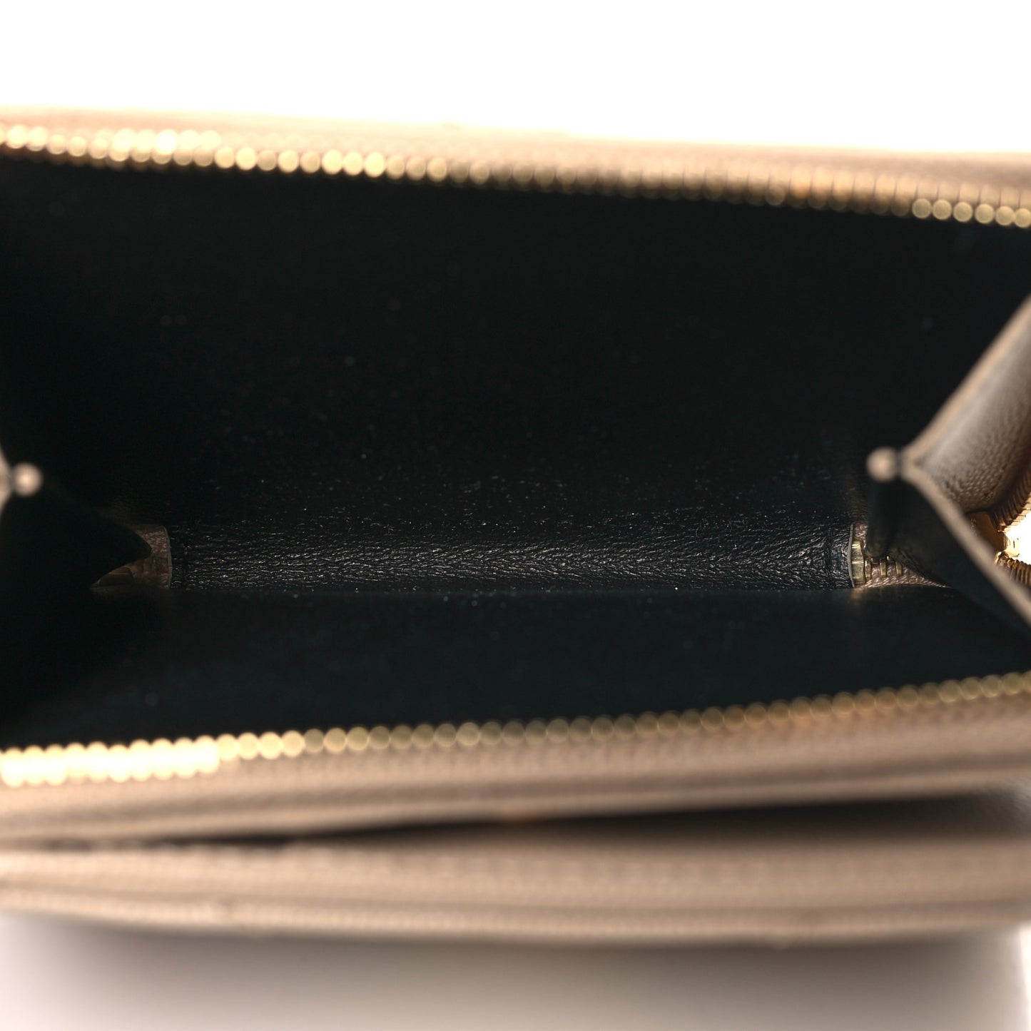 Grain De Poudre Matelasse Chevron Monogram Compact Zip Around Wallet Dark Beige