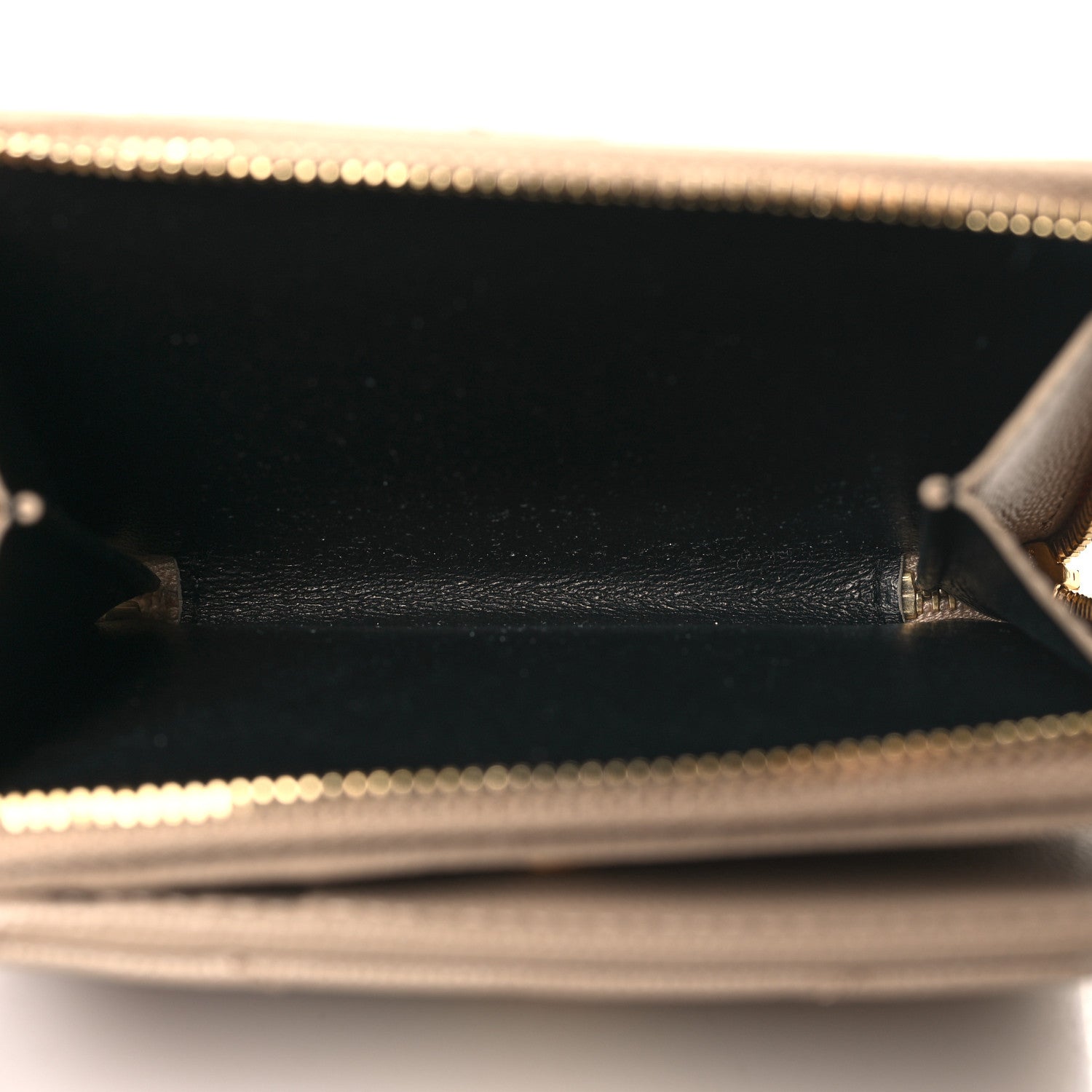 Saint Laurent Grain De Poudre Matelasse Chevron Monogram Compact Zip Around Wallet Dark Beige 6 of 8