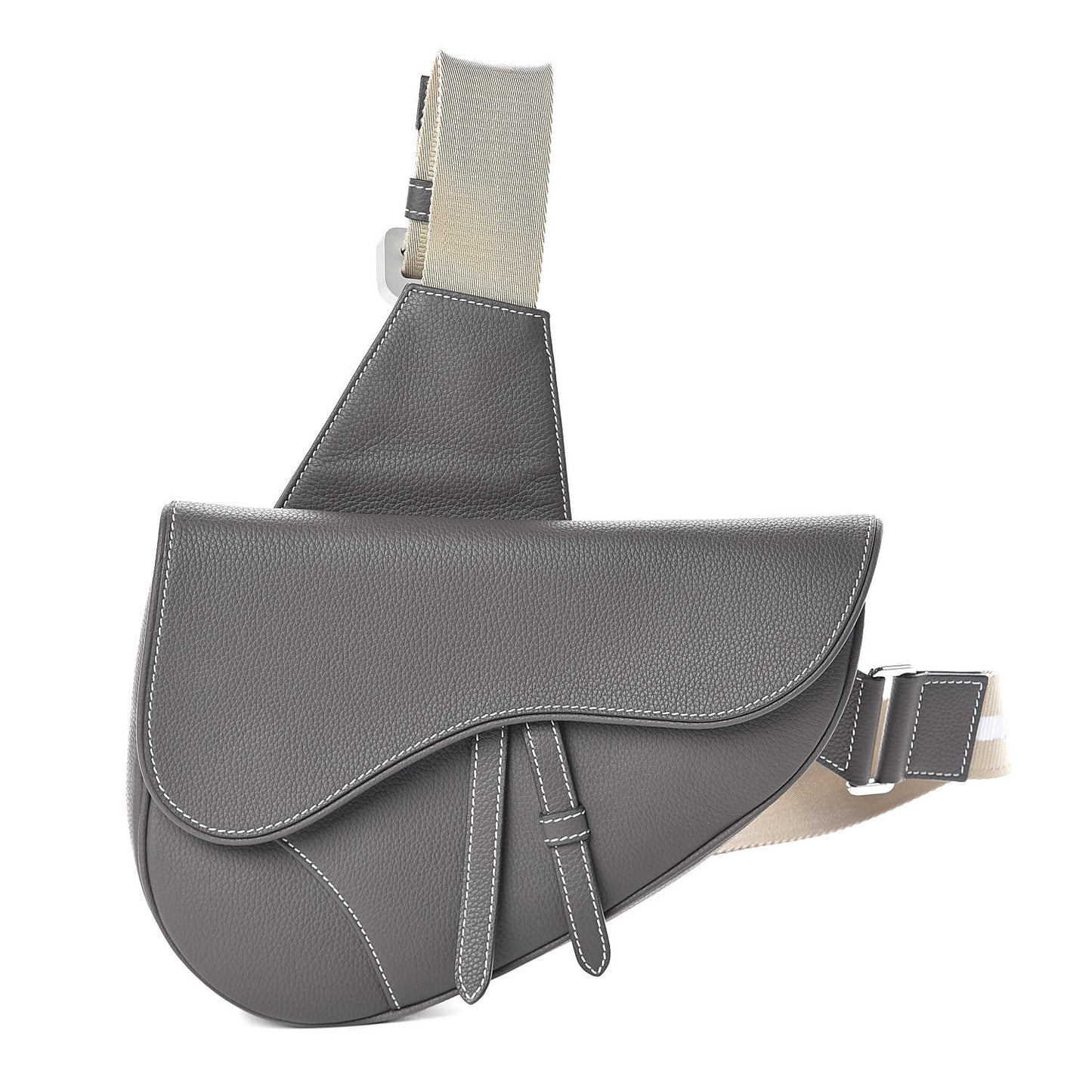Grained Calfskin Kim Jones Saddle Bag Grey