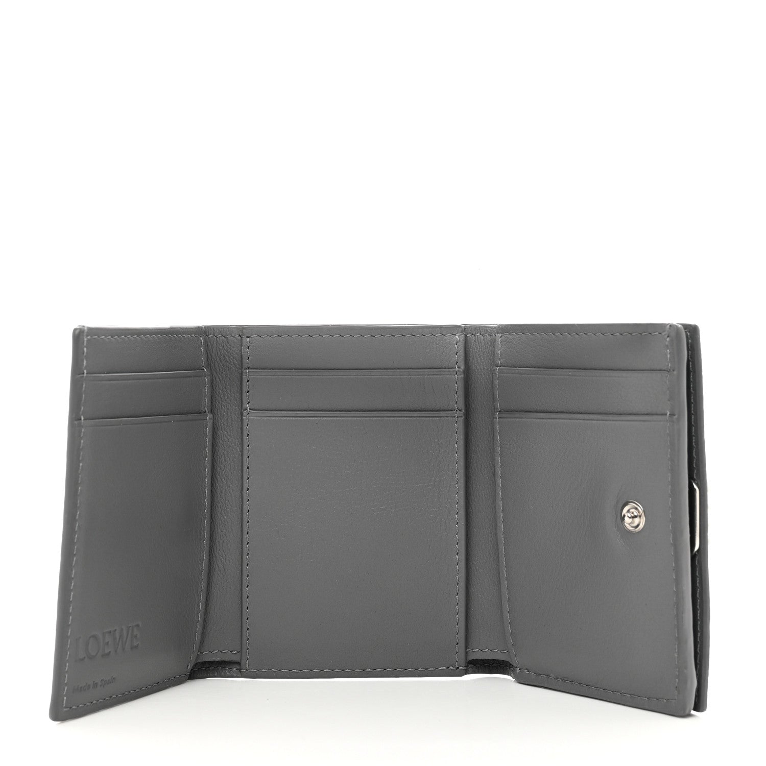 Loewe Grained Calfskin Anagram Trifold Wallet Asphalt Grey 5 of 7