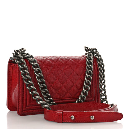 Chanel Caviar Quilted Small Boy Flap Dark Red 3 of 9