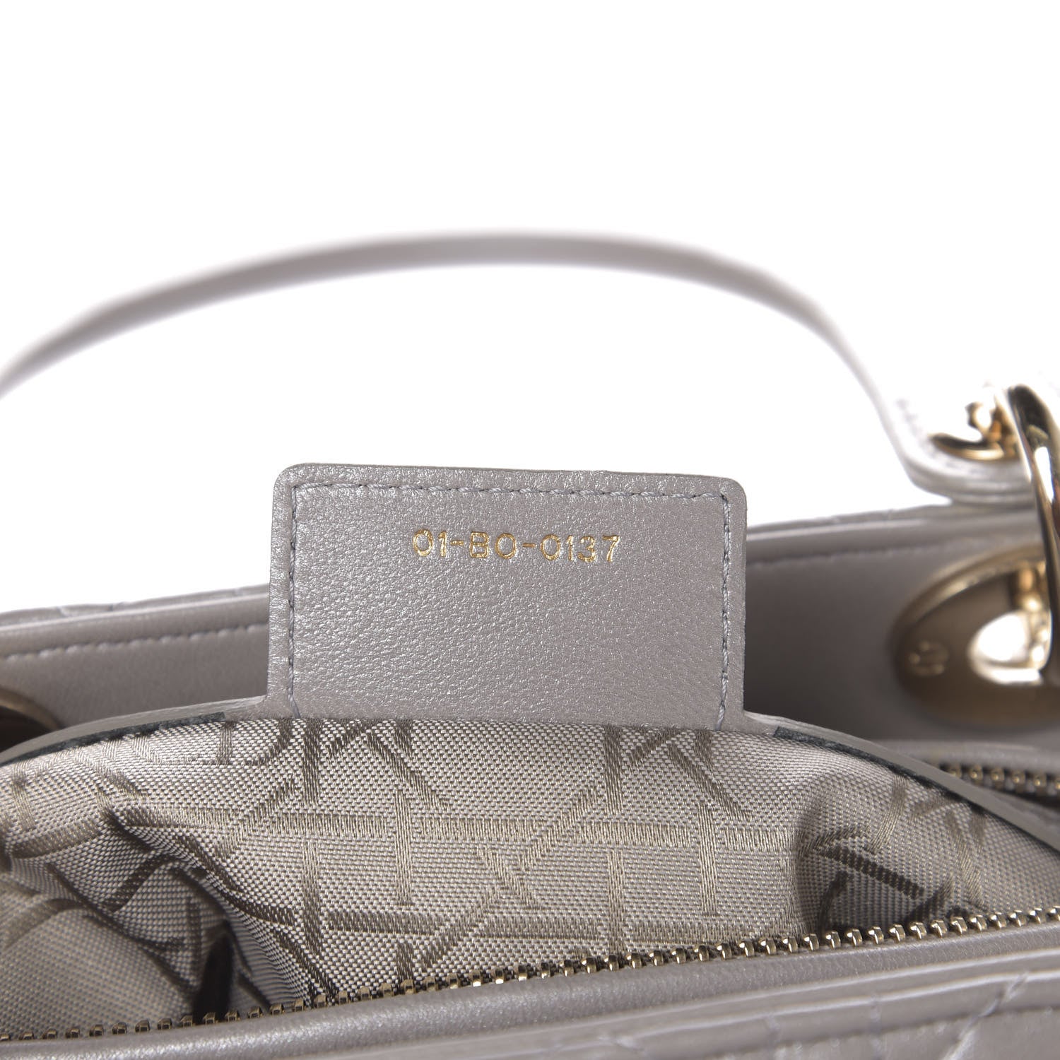 Christian Dior Pearly Lambskin Cannage Medium Lady Dior Grey 12 of 18