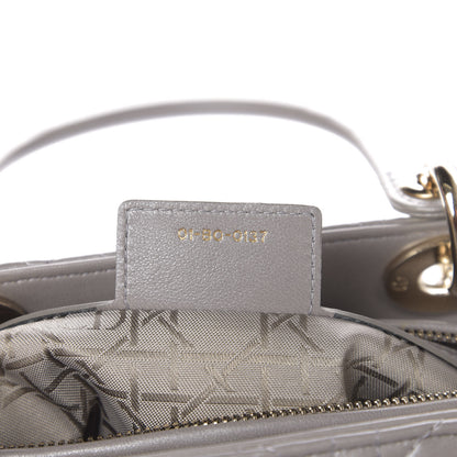 Christian Dior Pearly Lambskin Cannage Medium Lady Dior Grey 12 of 18