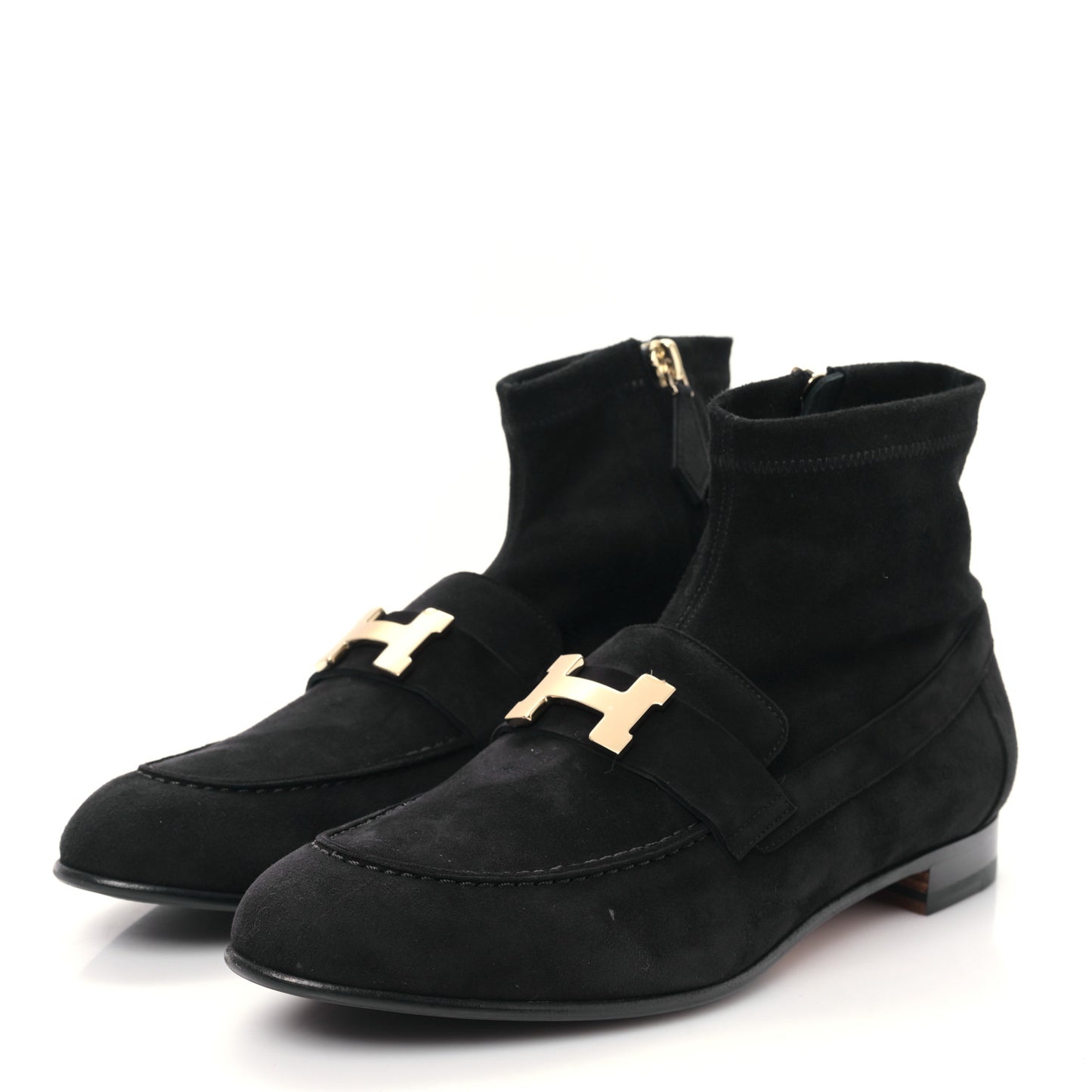 Stretch Velvet Goatskin Saint Honore Ankle Boots 37 Black