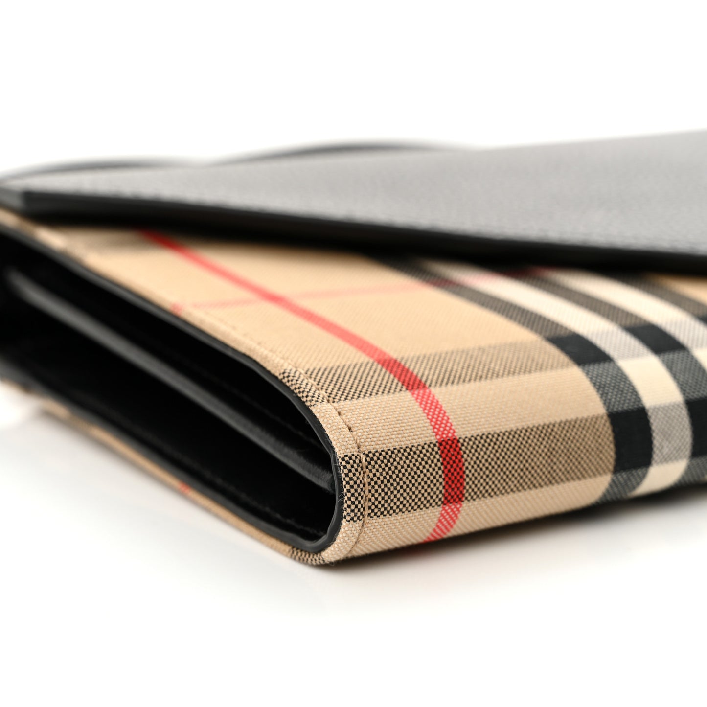 Grainy Calfskin Vintage Check Wallet With Detachable Strap Black