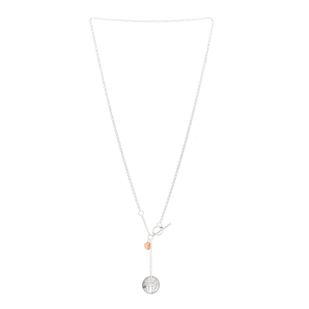 Sterling Silver 18K Rose Gold PM Ex-Libris Pendant Necklace