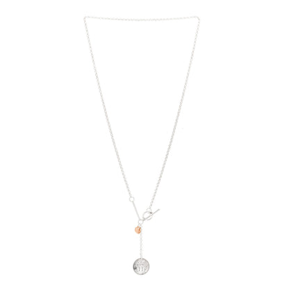 Hermes Sterling Silver 18K Rose Gold PM Ex-Libris Pendant Necklace 3 of 4