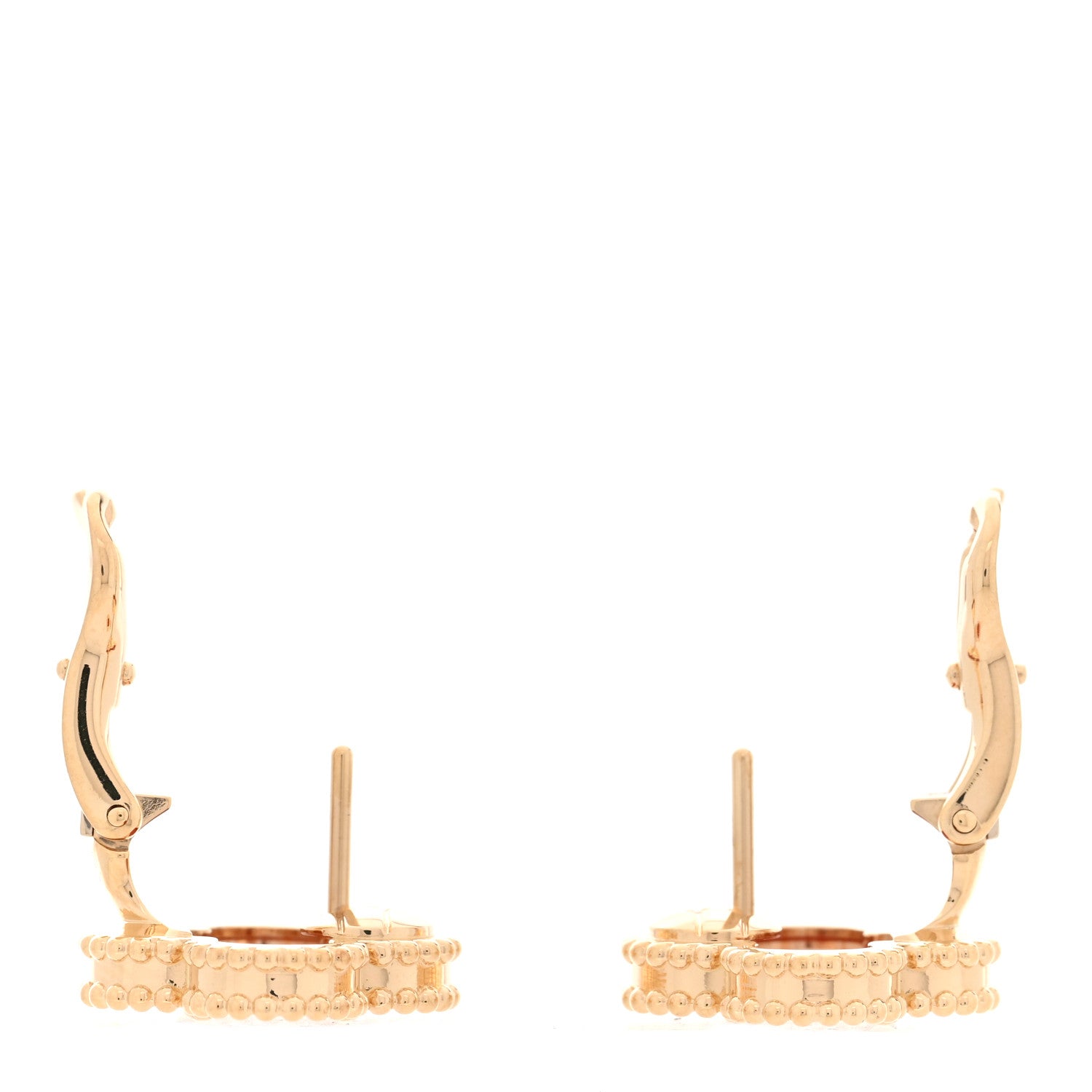 Van Cleef & Arpels 18K Yellow Gold Carnelian Vintage Alhambra Earrings 3 of 5