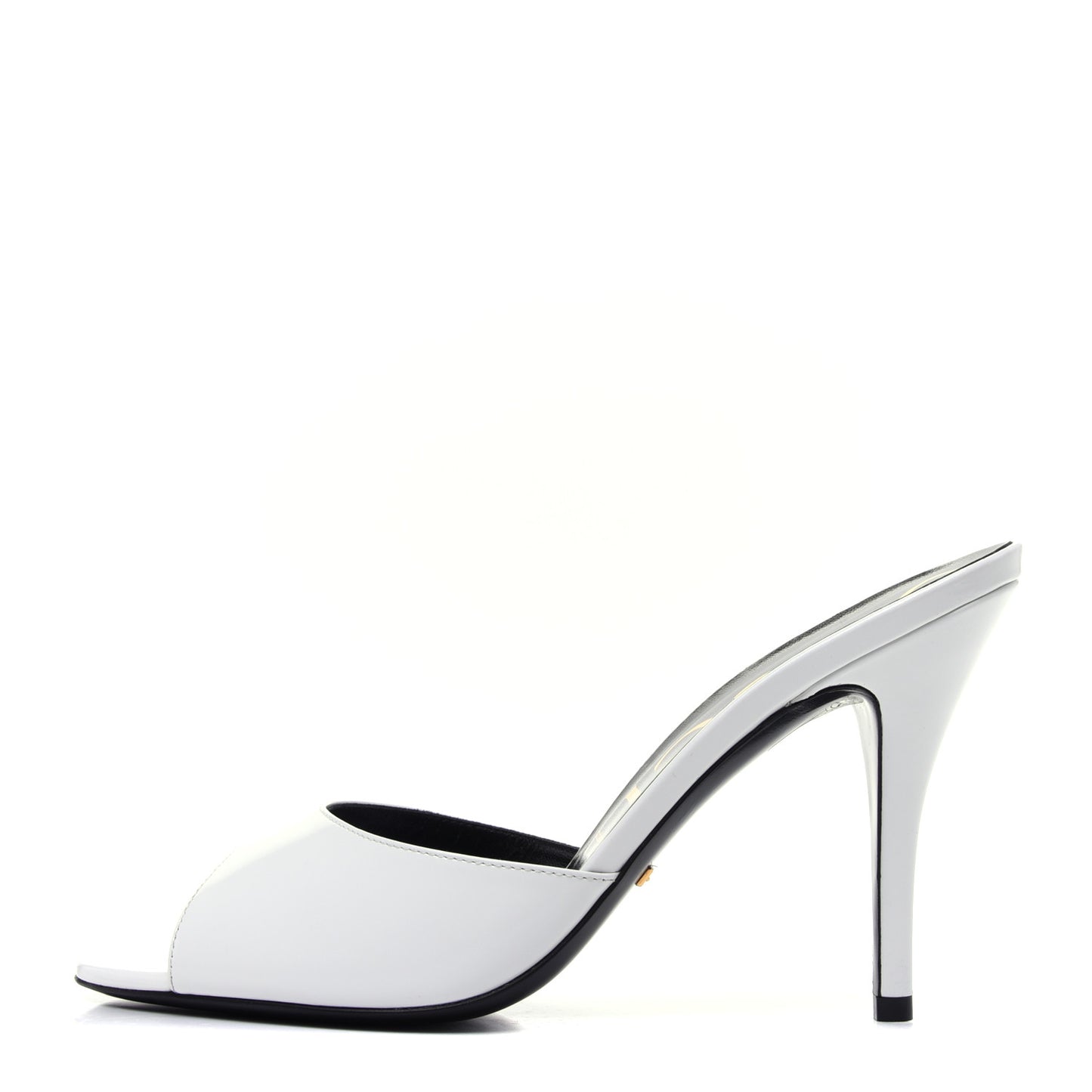 Polished Calfskin Scarlet Mid Heel Slide Sandals 39.5 Great White