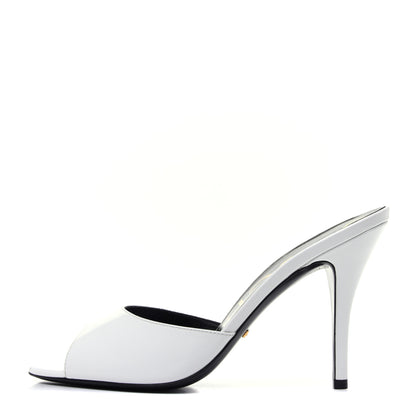 Gucci Polished Calfskin Scarlet Mid Heel Slide Sandals 39.5 Great White 1 of 12