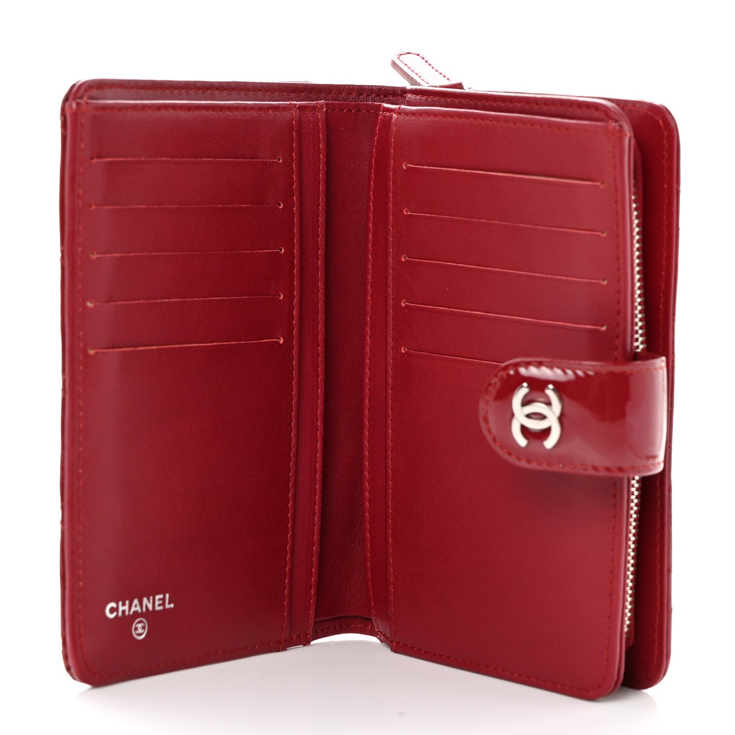 Chanel Patent CC French Wallet Red 5 of 9