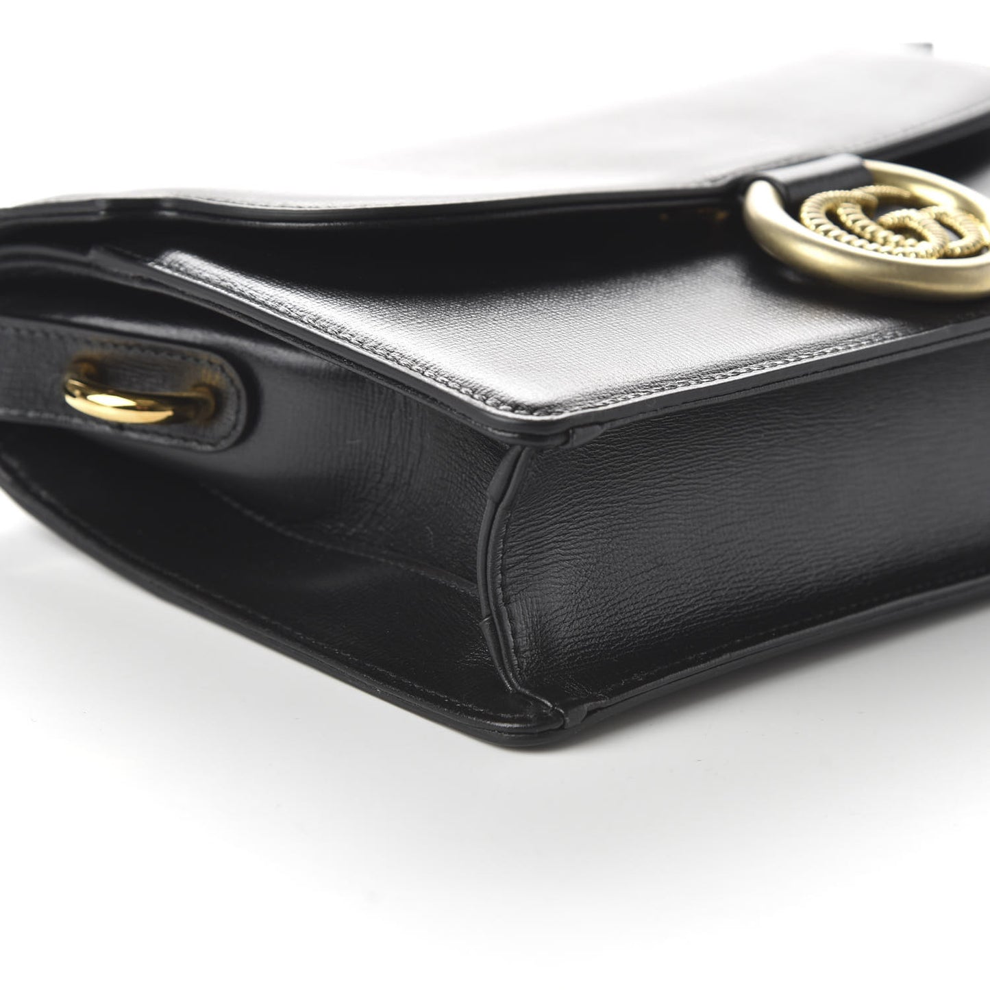 Textured Calfskin Small Torchon GG Ring Shoulder Bag Black