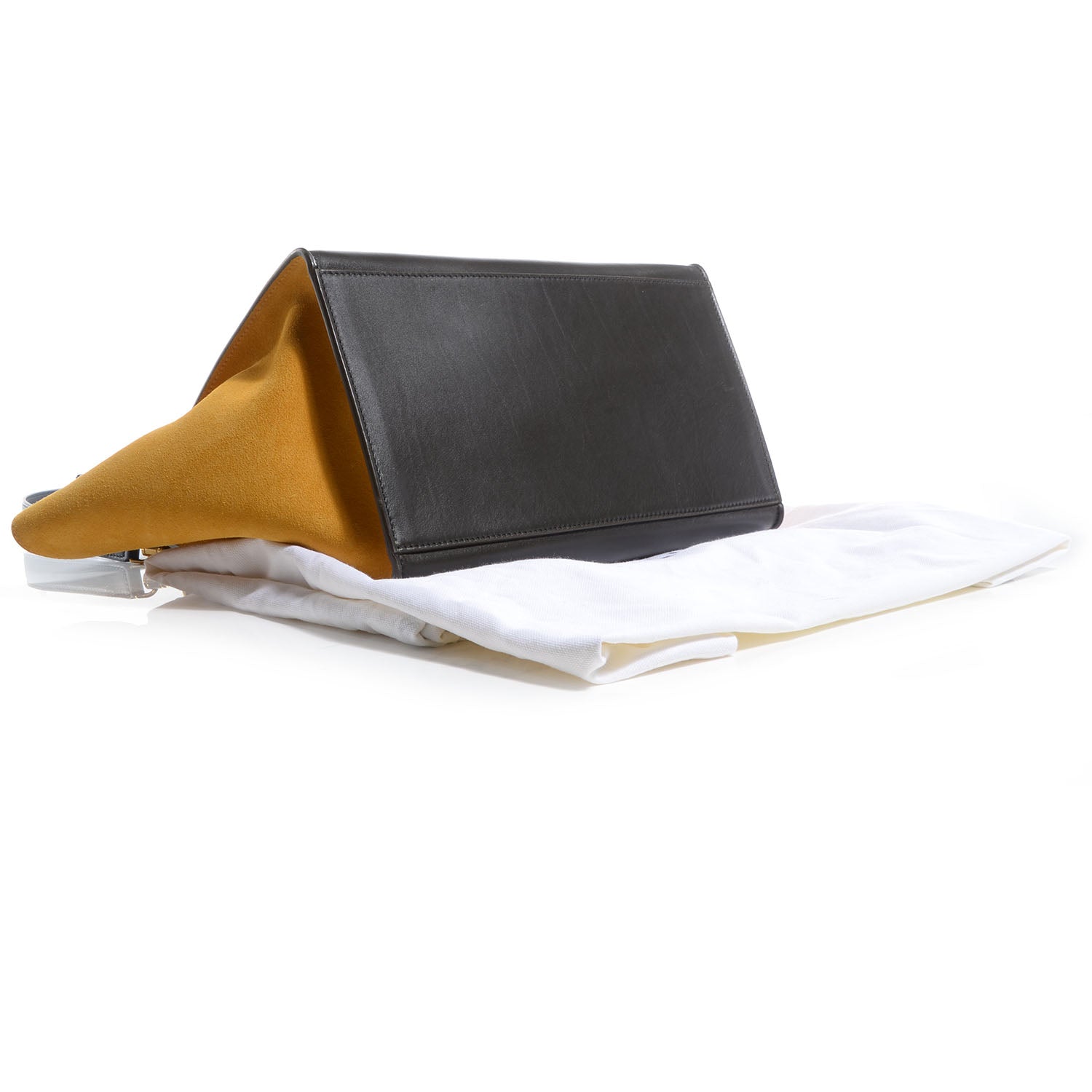 Celine Smooth Calfskin Suede Medium Tri-Color Trapeze Mustard 4 of 9