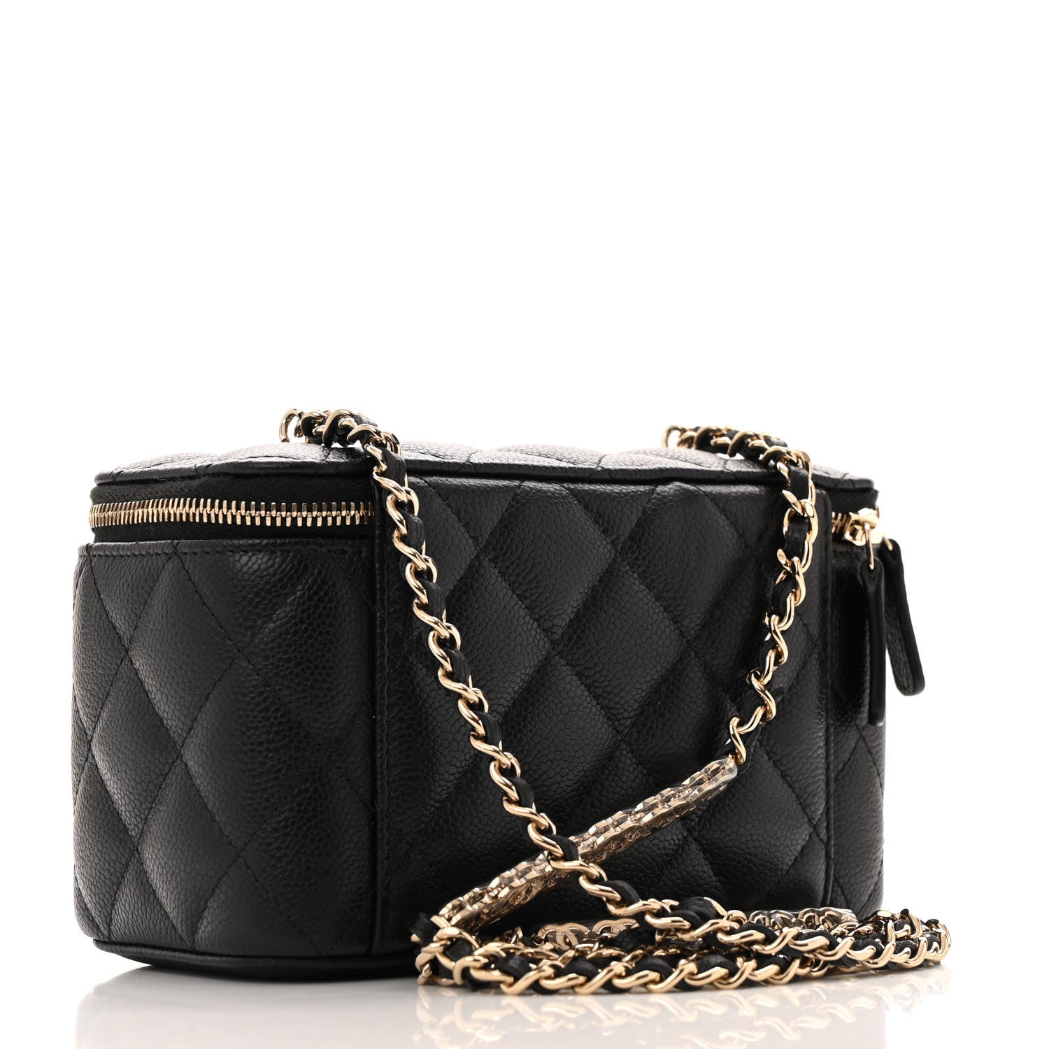 Chanel Caviar Quilted Small Tiny CC Vanity Case With Chain Black 3 of 15
