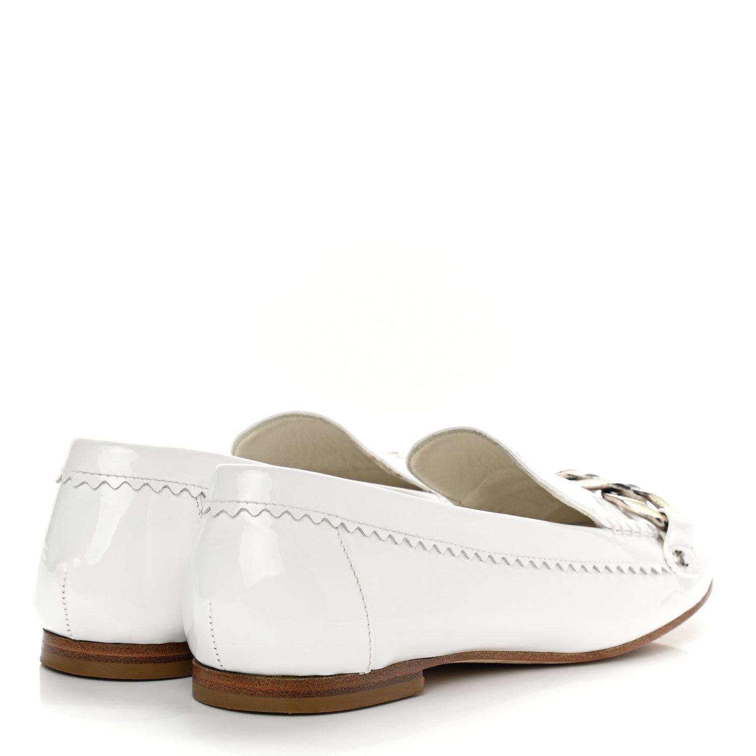Chanel Patent CC Mocassin Loafers 38 White 4 of 9