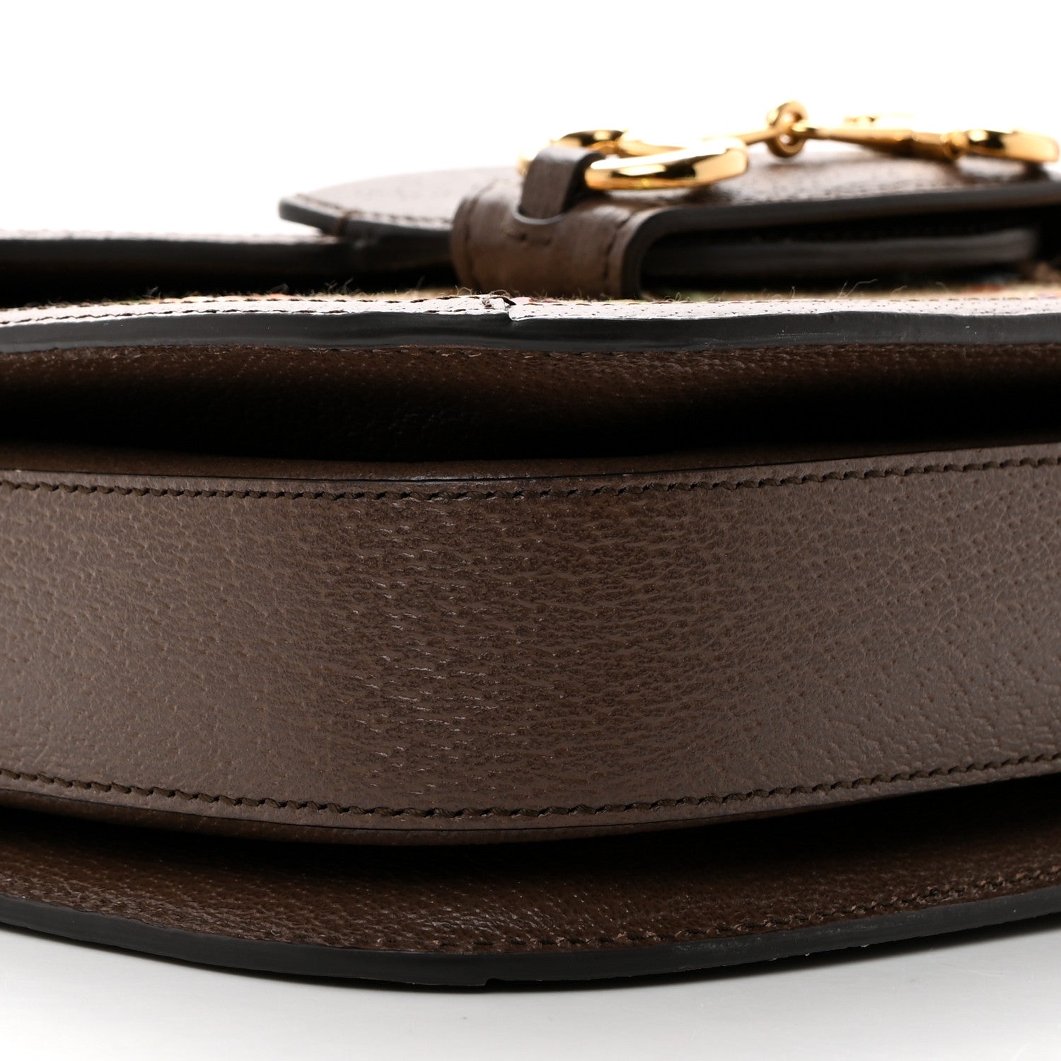 Gucci Monogram Jumbo GG Textured Dollar Calfskin Embroidered Horsebit 1955 Shoulder Bag Camel Ebony New Acero Multicolor 9 of 10