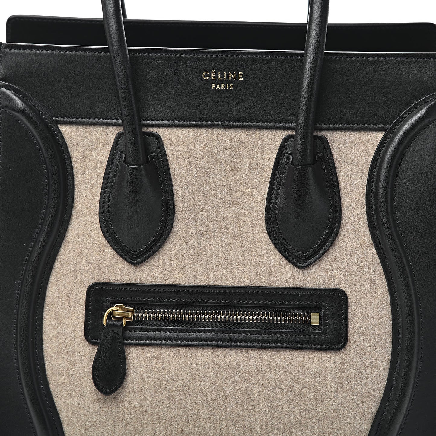 Felt Smooth Calfskin Micro Tri-Color Luggage Brown Black