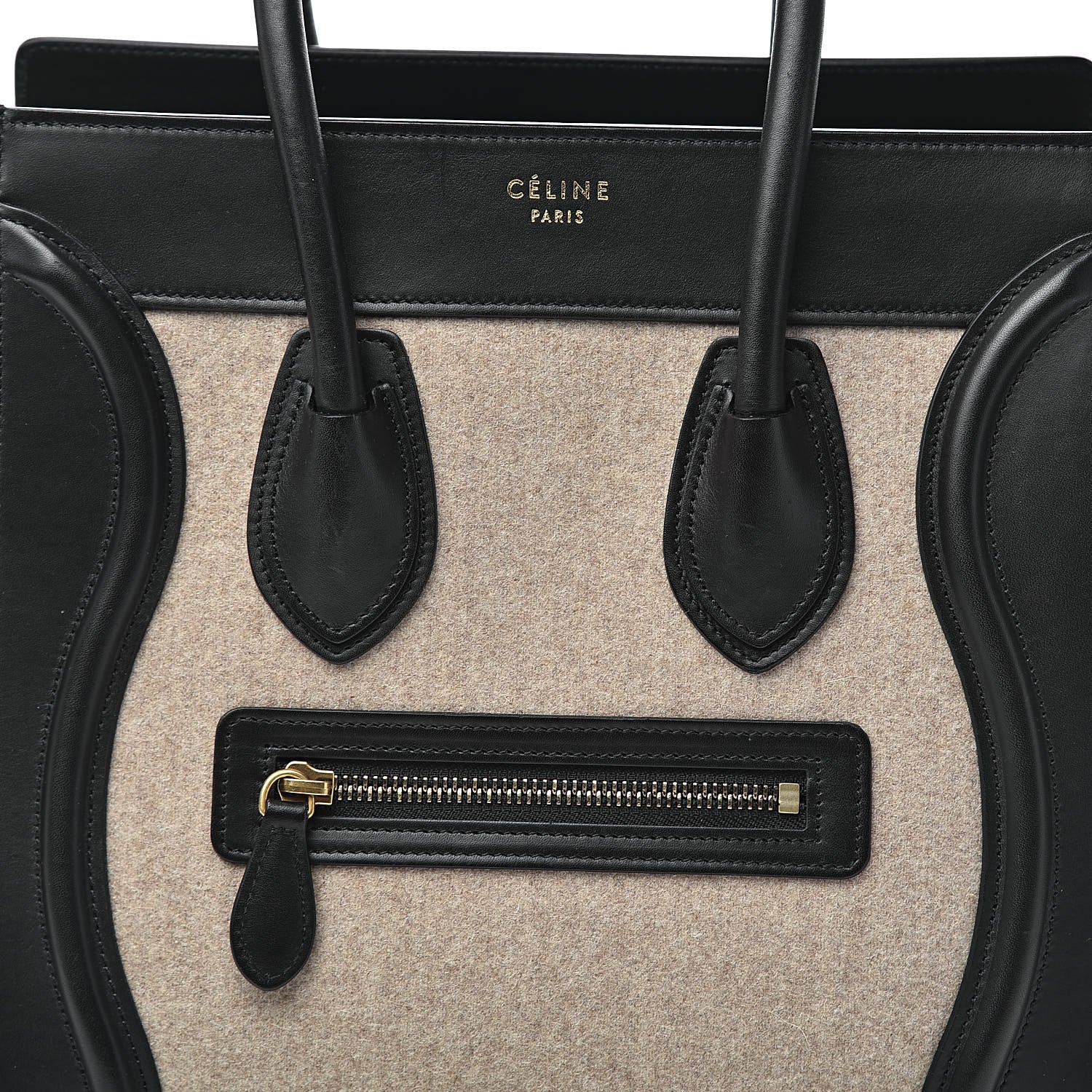 Celine Felt Smooth Calfskin Micro Tri-Color Luggage Brown Black 9 of 9