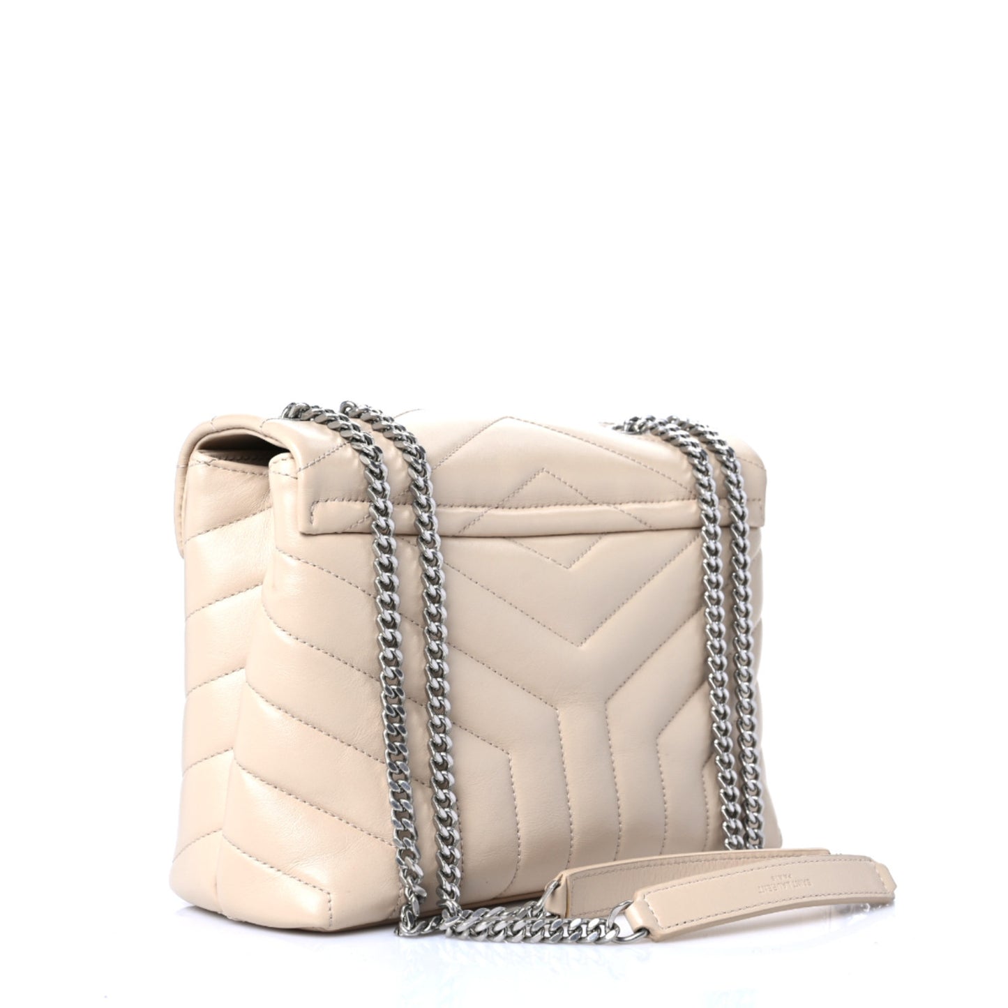 Calfskin Y Quilted Monogram Small Loulou Chain Satchel Nude Powder