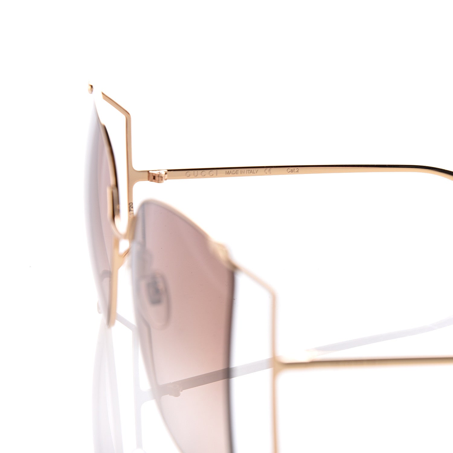 Gucci Oversized Round Sunglasses GG0252S Gold Brown 5 of 8