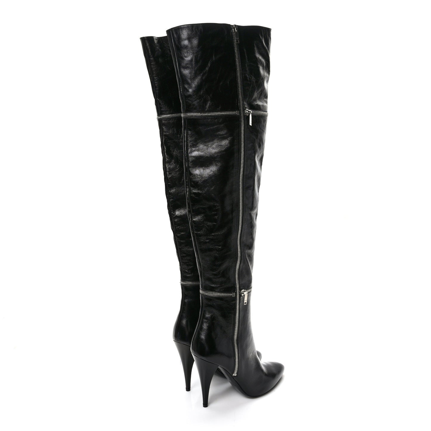 Nappa Fetish 105 Zip Over The Knee Boots 39 Black
