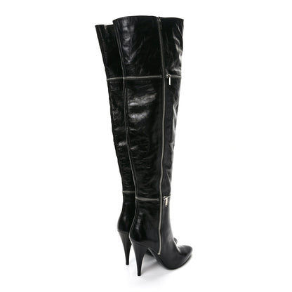 Saint Laurent Nappa Fetish 105 Zip Over The Knee Boots 39 Black 4 of 7