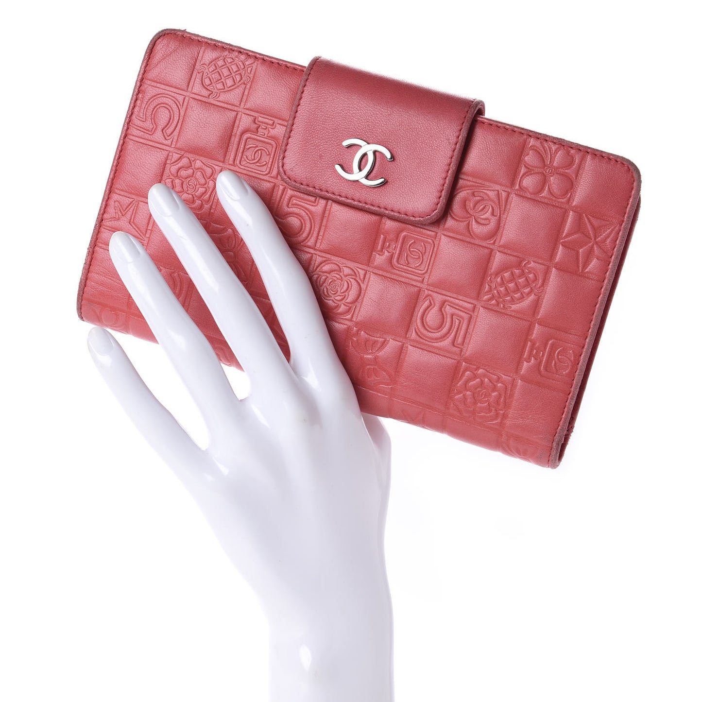 Lambskin Lucky Symbols French Flap Wallet Pink