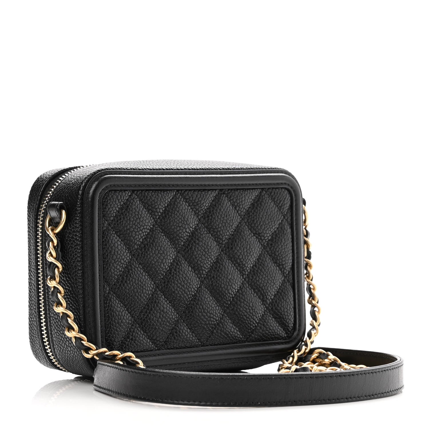 Chanel Caviar Quilted CC Filigree Vanity Clutch With Chain Black 3 of 10