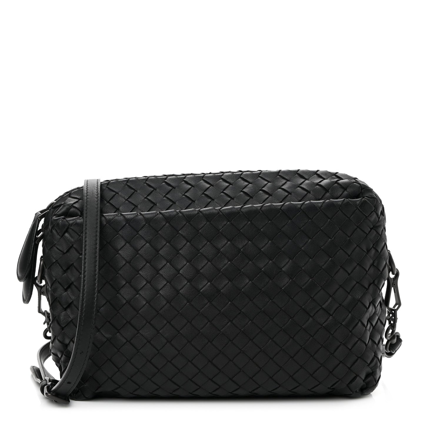 Nappa Intrecciato Crossbody Messenger Black