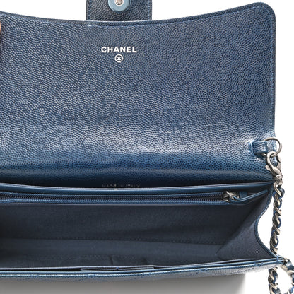 Chanel Caviar Quilted Wallet on Removable Chain Navy 5 of 11