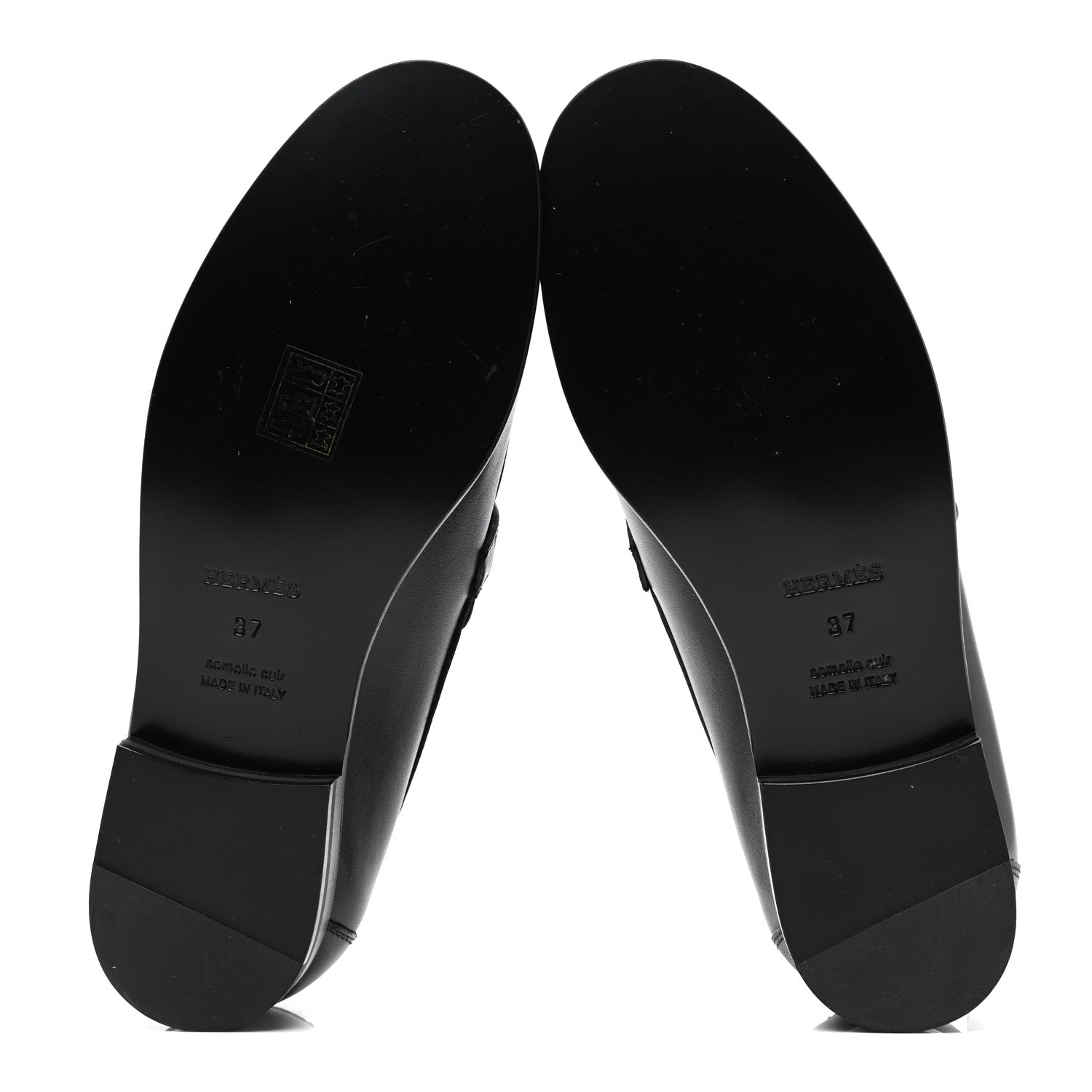 Hermes Calfskin Womens Destin Loafer 37 Black 4 of 9