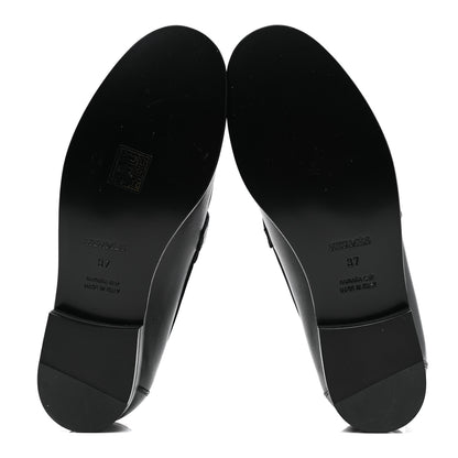 Hermes Calfskin Womens Destin Loafer 37 Black 4 of 9
