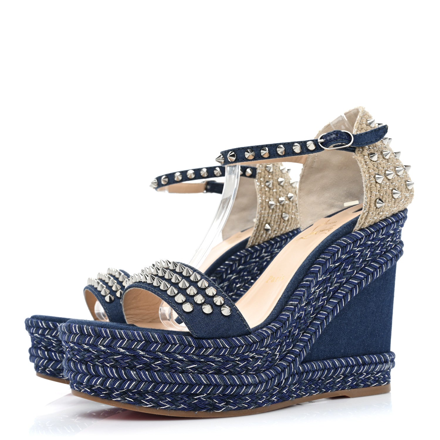 Christian Louboutin Denim Madmonica 120 Wedge Sandals 39 Blue 3 of 9