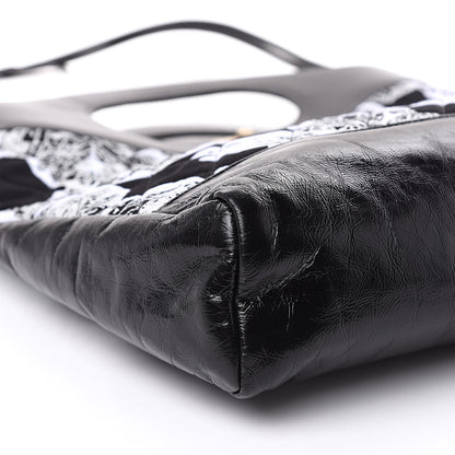 Chanel Patent Calfskin Canvas Printed Medium 31 Shopping Bag Black 8 of 10